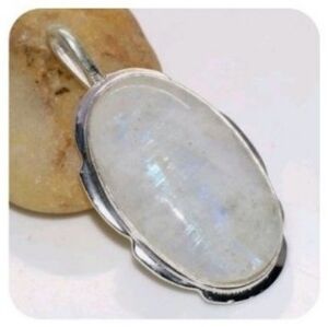 Rainbow Moonstone Gemstone 925 Sterling Silver Handmade Pendant Necklace